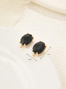 2 Cái/bộ Thời Trang Hình Bầu Dục Trang Trí Tự Làm Bông Tai Phụ Kiện Dành Cho Nữ Để Tự Làm Trang Sức Làm - màu đen - Xem 4
