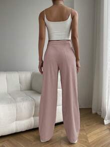 SHEIN EZwear High Waist Slant Pocket Straight Leg Pants