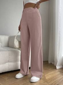 SHEIN EZwear High Waist Slant Pocket Straight Leg Pants