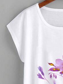 SHEIN LUNE Áo thun nữ Hoa Giải trí - trắng - Xem 3