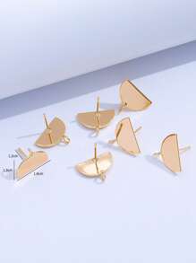 4入組時尚簡約 Ins 風格半圓形吊墜耳環，古銅鍍 18k 金，適合女士日常佩戴和製作精美珠寶 - 金黃色 - 查看 3