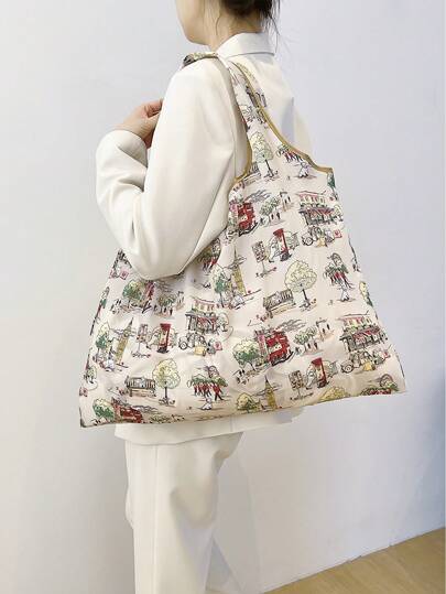 Cartoon Graphic Shopper Bag Oversized Cute , Cute