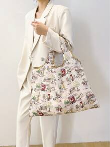 Cartoon Graphic Shopper Bag Oversized Cute , Cute , Kawaii - Multicolor - View 4