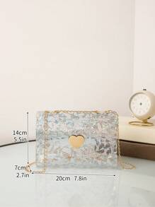 鐳射方包金屬愛心裝飾迷你 - 無色 - 查看 5