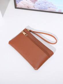 简约手机钱包 拉链 棕色 女士钱包 钱夹 钱包 - 棕色 - 查看 6