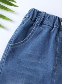 中性寶寶男童簡約休閒破洞彈性腰寬褲