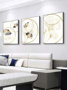 3入組葉子印刷無框畫現代化學纖維掛牆藝術印刷品用於家居裝飾