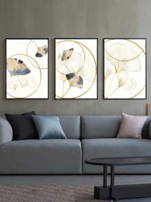 3入組葉子印刷無框畫現代化學纖維掛牆藝術印刷品用於家居裝飾