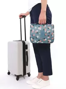 Polyester Hanging Toiletry Bag With Floral Pattern Makeup Bag Make Up Organizer For Bathroom Cruise Essential Toiletry Bags Summer Travel Essentials For Beach Vacation Holiday School Supplies Dorm Essentials Back To School - Blue - View 6