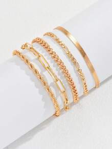 5 piezas Pulsera de cadena minimalista