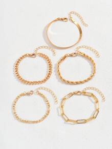 5 piezas Pulsera de cadena minimalista