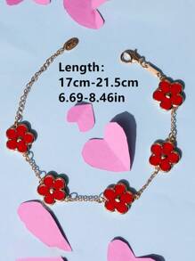 1 vòng tay trang trí hoa hợp kim kẽm thời trang cho phụ nữ để trang trí hàng ngày - Đỏ - Xem 3