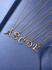 1入組時尚銅水鑽裝飾字母吊墜項鍊適合女士適用於日常生活銅首飾類 - 金黃色 - 查看 1