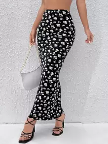SHEIN PETITE 碎花鉛筆裙 - 彩色 - 查看 1