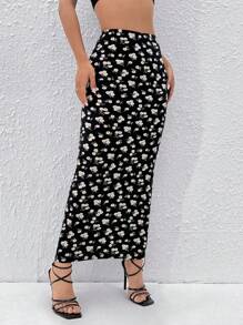 SHEIN PETITE 碎花鉛筆裙 - 彩色 - 查看 6