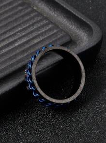 1pc Fashion Stainless Steel Roman Numeral Detail Chain Decor Ring For Men For Daily Decoration Goth Punk Jewelry - Black - View 2