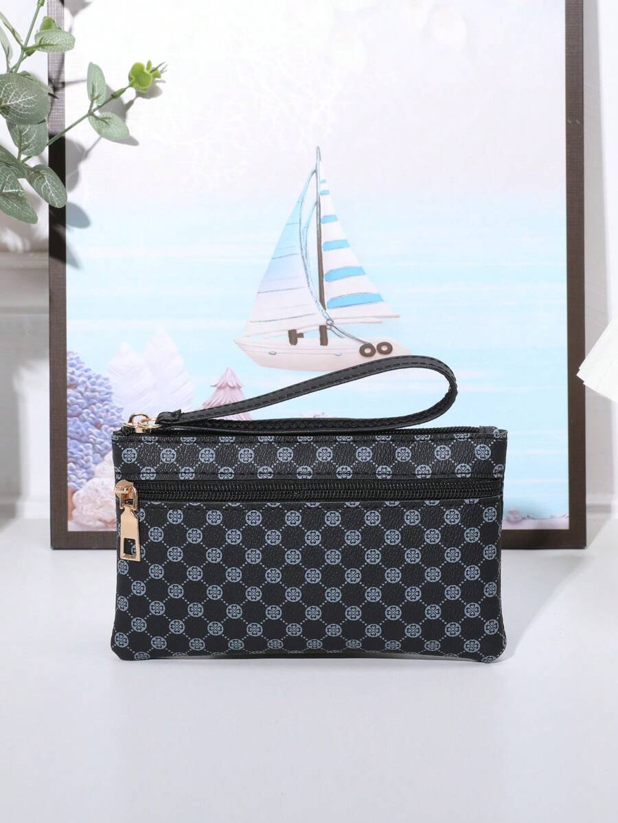 Họa tiết hình học Ví dài Dây kéo mỏng Di động, Tiền, Tiền mặt Công nhân cổ trắng, Dành cho Nữ, Dành cho Phụ nữ Đại học, Công việc, Kinh doanh, Đi làm, Văn phòng, Quà kỷ niệm, Cho Người yêu, Quà tặng sinh nhật, Quà tặng Giáng sinh vào ngày lễ tình nhân, Quà tạ ơn - màu đen - Xem 1