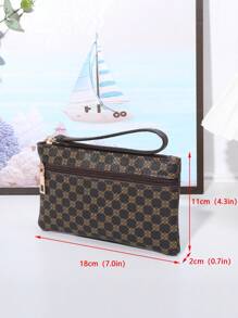 女士双拉链花卉印花手机钱包 女士钱包 钱包 长款钱包 腕带钱包