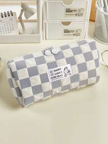 1入組卡通狗印花大鉛筆袋滌綸便攜式多用途學生筆袋 - 白色 - 查看 1