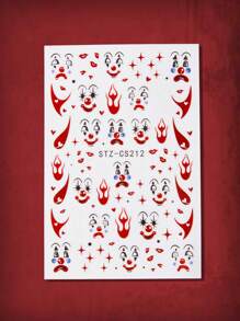 ROMWE Grunge Punk 1sheet Clown Expression Pattern Nail Art Sticker - Multicolor - View 1