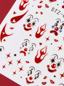 ROMWE Grunge Punk 1sheet Clown Expression Pattern Nail Art Sticker - Multicolor - View 3