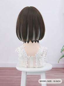 Tóc giả tổng hợp ngắn thẳng có tóc mái - Nhiều màu - Xem 4