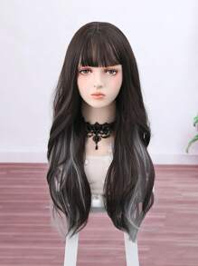 Long Straight Synthetic Wig With Bangs - Multicolor - View 9