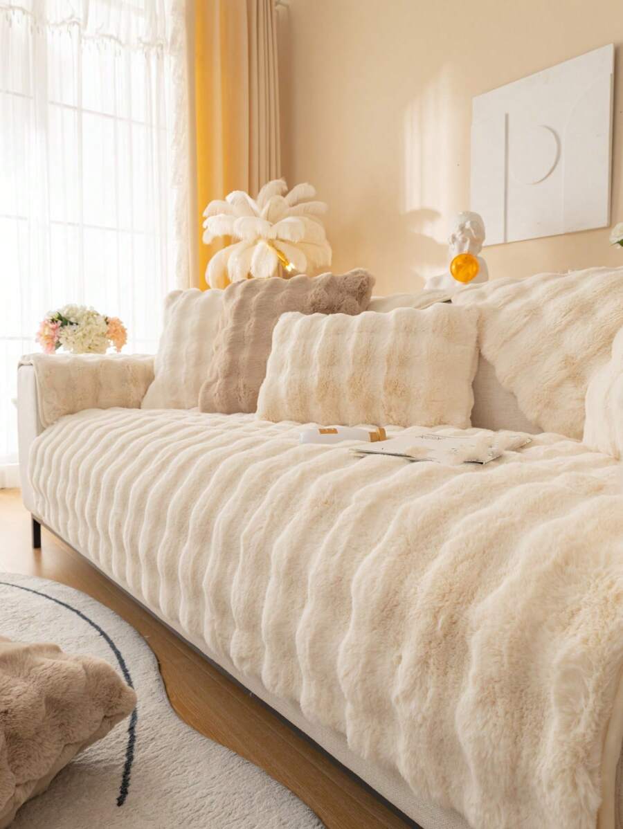 1 PC Chắc Chắn Mờ Sofa Khăn Tối Giản Ghế Sofa Polyester Bọc Chăn Cho Gia Đình - Màu be - Xem 1