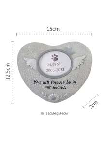 1pc Heart Shaped Slogan Graphic Pet Gravestone For Dog And Cat For Memory - Light Grey - View 2