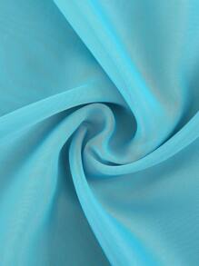 1入組純色綢緞頭巾圍巾 - 藍色 - 查看 3