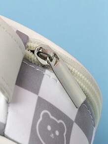 1 Họa Tiết Bàn Cờ Lớn Hộp Đựng, Polyester Di Động Đa Năng Sinh Viên Đựng - Màu Xám nhạt - Xem 5