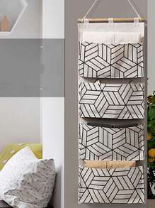 Túi lưu trữ hoa văn hình học Có thể treo trên tường Công cụ tổ chức cửa cho phòng tắm Phòng đa năng Phòng khách Phòng ngủ Phòng tắm Tập tin Tạp chí Không thấm nước để đi du lịch, Túi đựng đồ - Màu be - Xem 3