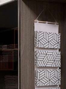 Túi lưu trữ hoa văn hình học Có thể treo trên tường Công cụ tổ chức cửa cho phòng tắm Phòng đa năng Phòng khách Phòng ngủ Phòng tắm Tập tin Tạp chí Không thấm nước để đi du lịch, Túi đựng đồ - Màu be - Xem 6