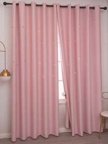 Rèm một ngăn Star Hollow, Rèm đơn ngăn Polyester màu hồng hiện đại cho phòng ngủ và phòng khách - Màu Hồng  San hô - Xem 1