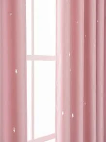 Rèm một ngăn Star Hollow, Rèm đơn ngăn Polyester màu hồng hiện đại cho phòng ngủ và phòng khách - Màu Hồng  San hô - Xem 3