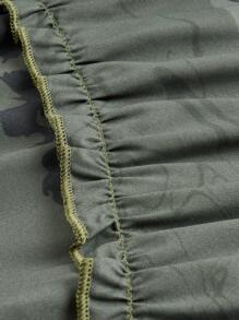 ROMWE Hippie In hoa Eo dây rút Xù Hoa Sen Váy - xanh quân đội - Xem 4