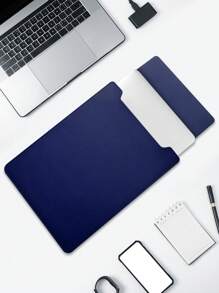 Túi đựng máy tính xách tay PU rắn 14 inch - Màu xanh lam - Xem 5