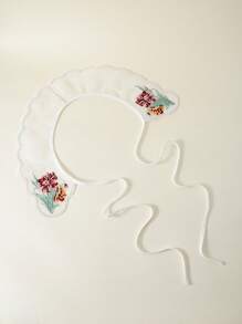 1入組女式花卉刺繡人造珍珠裝飾時尚雙肩肩領衣服裝飾 - 彩色 - 查看 2