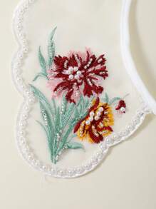 1入組女式花卉刺繡人造珍珠裝飾時尚雙肩肩領衣服裝飾 - 彩色 - 查看 4