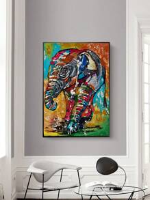 1pc Chemical Fiber Unframed Painting, Elephant Pattern Wall Art Painting For Home Wall Decor - Multicolor - View 2