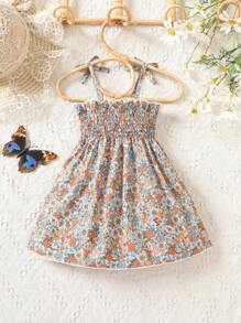Baby Floral Print Bow Shoulder Cami Dress - Multicolor - View 2