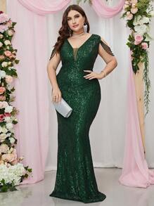 Robe de soirée formelle avec mailles contrastées et paillettes, robe élégante pour le bal de promo, le mariage et les invités, convient pour la remise de diplôme, le dîner et les soirées