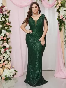 Robe de soirée formelle avec mailles contrastées et paillettes, robe élégante pour le bal de promo, le mariage et les invités, convient pour la remise de diplôme, le dîner et les soirées