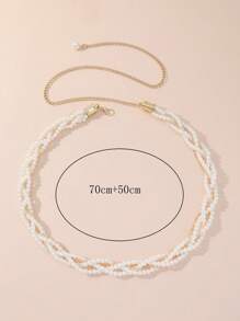 1入組優雅人造珍珠裝飾腰鏈適合女士日常裝飾 - 彩色 - 查看 3