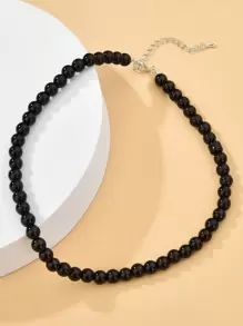 1條假珍珠鎖骨項鍊,適用於宴會或派對,優雅豪華的配飾,適用於正式裙和復古服裝,短款珍珠項鍊 - 黑色 - 查看 2