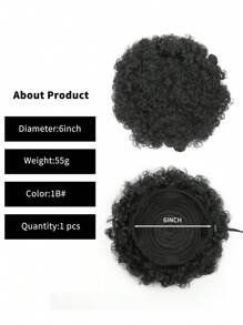 Afro Puff Drawstring Ponytail Extension, Premium Black 1B# 60 Gram Short Synthetic Afro Ponytail For Natural Hair, Clip On Kinky Curly Bun For Christmas New Year Carnival Music Festival - Black - View 8