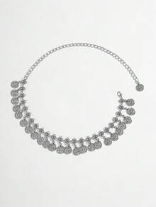 1 chiếc dây chuyền thắt lưng bạc ánh kim phong cách Boho gợi cảm - Bạc - Xem 3