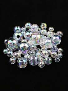 Yiwu Qiyou Accessories Co., LTD 100 hạt/gói, hạt tròn acrylic màu AB, kích thước 4-8mm. - trắng - Xem 4