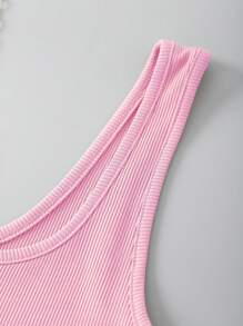 SHEIN EZwear Solid Crop Tank Top - Baby Pink - View 3