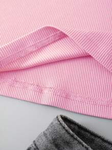 SHEIN EZwear Solid Crop Tank Top - Baby Pink - View 4